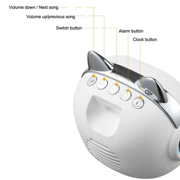 Søt Katt Bluetooth Vekkerklokke Nattlys (Hvit)[RM]