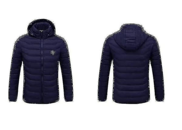 Uppvärmd jacka, Vinter utomhus varm elektrisk värmejacka, 8 värmezoner Blue 3XL