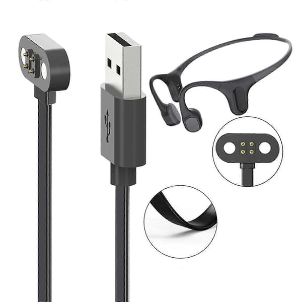 USB 4-bens magnetisk suge-USB-opladerkabel Hurtigopladningskabel til Mojawa Run Plus-øretelefon