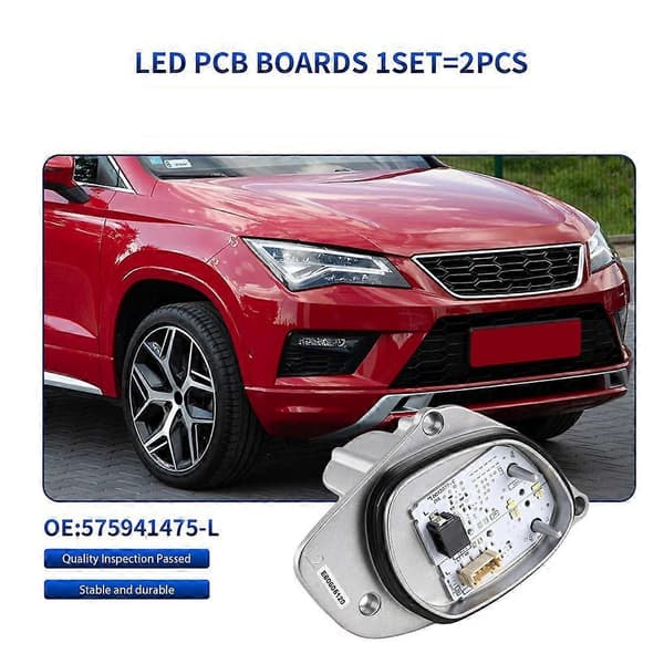 1 par front LED kørelys hvidt lysmodul 575941475 575941476 til SEAT Ateca KH7 2016-2020 Angel Eye LED-modul Silver