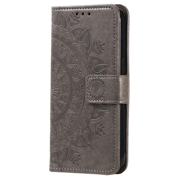 Kompatibel med Samsung Kompatibel med Kompatibel med Galaxy A34 5G Fodral Mandala Läder Grå 75