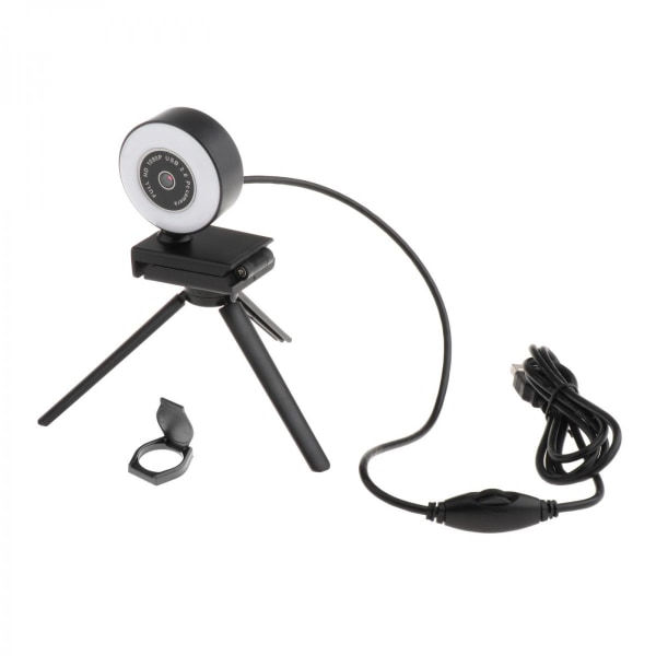 HD USB webbkamera Videoinspelning för PC-streaming med 2K-mikrofonringljus