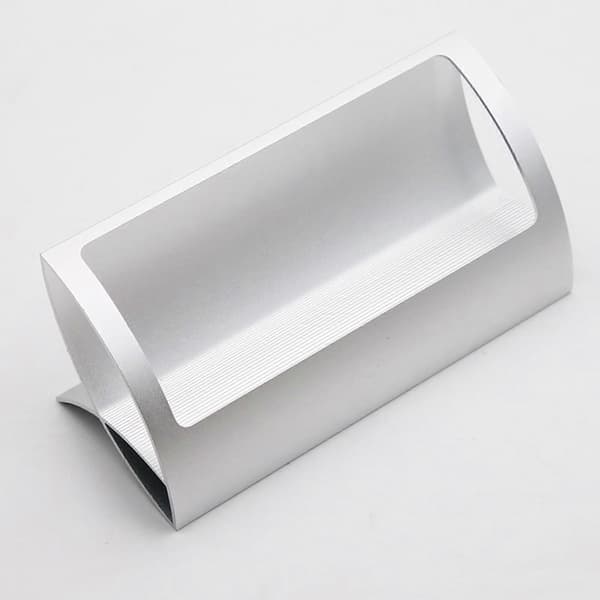 Stilfuld visitkortholder i aluminiumslegering til skrivebordet i Q-form til messer Elegant Silver