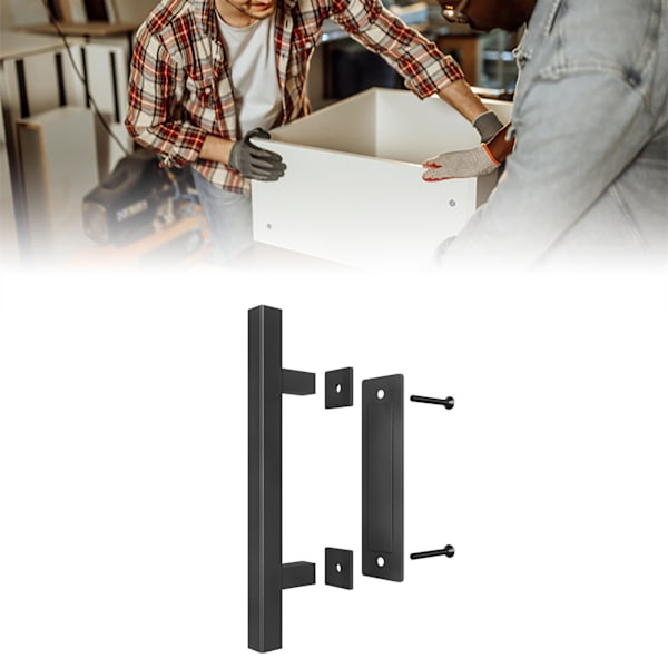 [RM]Carbon Steel Sliding Door Handle, 4.8mm Thick, Double-Sided Sliding Door, Push-Pull Handle, Black Square Handle