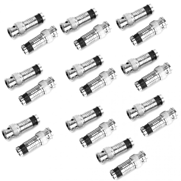 Parti 20st BNC Kompressionskontakt RG59/RG60 CCTV Koaxial Hane Adapter