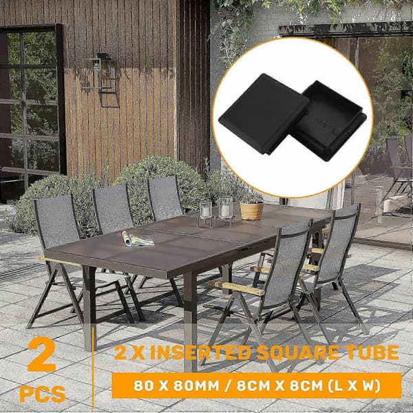 80 mm x 80 mm firkantede plastrør endestykker, 2-delt rørindsatsstik Black