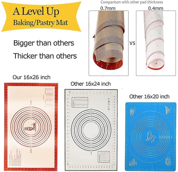 [RM] Non-slip Silicone Baking Mat Extra Large with Measurements 40x66 cm for Baking, Countertop Protector, Dough Mat