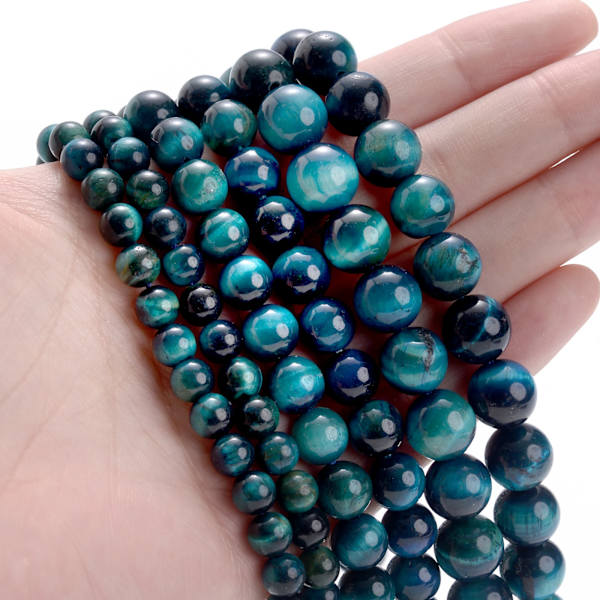 Naturstenspärlor Lava Tigeröga Kristall Apatit Turmalinpärla blue tiger eye 10mm(around 35pcs)