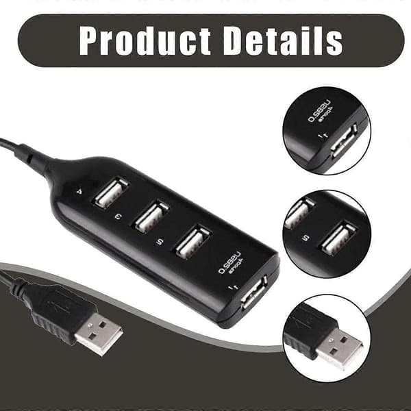 4-ports USB 2.0-hub Sort USB-forlængerhub Højhastighedshub style5997