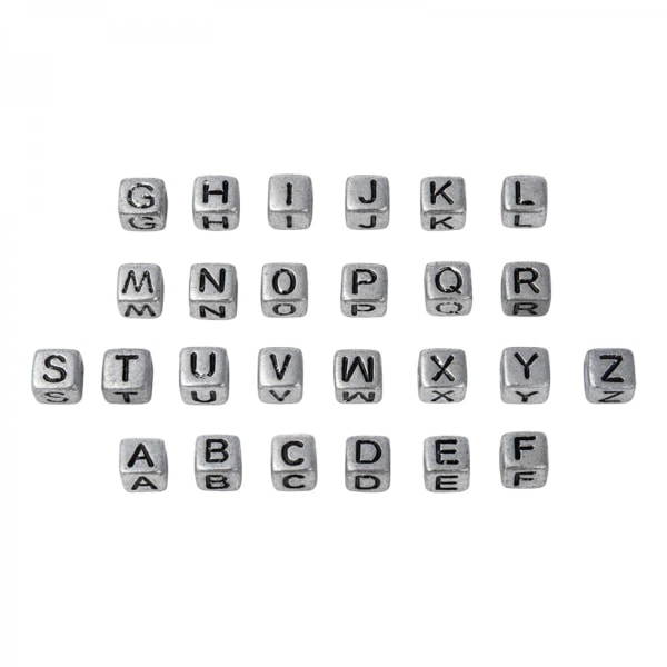1300 st 6 mm akrylbokstav A-Z kub alfabetpärlor Smycken gör silver