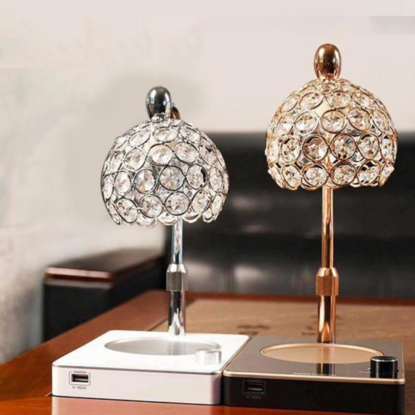 Ljusvaxvärmare Bruner Mood Lamp Crystal Shade Bordslampa Silver