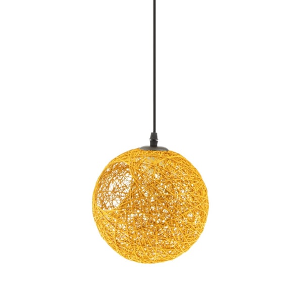Rotting flätad ballong klot taklampa taklampa med hål 20cm gul