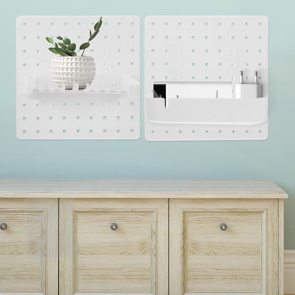 Pegboard Væg Organizer til Opbevaring 1 Sæt Ingen Boring Kraftig Hvid ABS