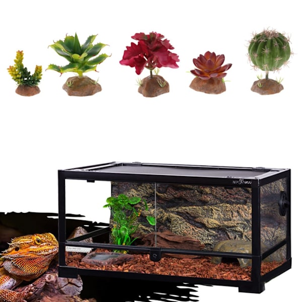 4 st Suckulent Växt Med Hartsbas Reptil Terrarium Ornament Vivarium Vardagsrum