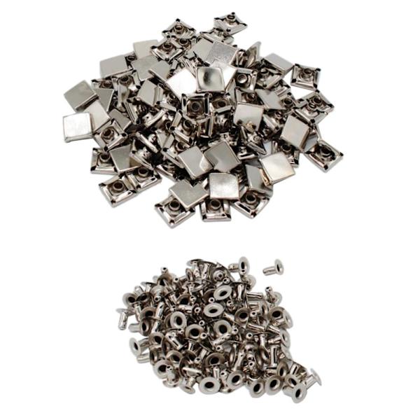 100 Set Fyrkantiga Snabbnitar för 7mm Läder DIY Tillbehör