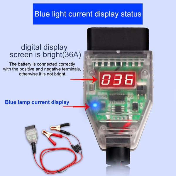 [RM]Memory Saver Connector OBD Battery Leakage Detection Car Diagnostic Tool with 2 Clips