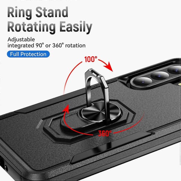 Etui til Samsung Galaxy A36 5G Militærgrad Ring-støttefod PC+TPU Telefoncover Multicolor Black