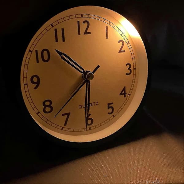 Tyst analog väckarklocka med nattlampa - Elegant rund design, enkel att använda, perfekt för sovrum och kontor