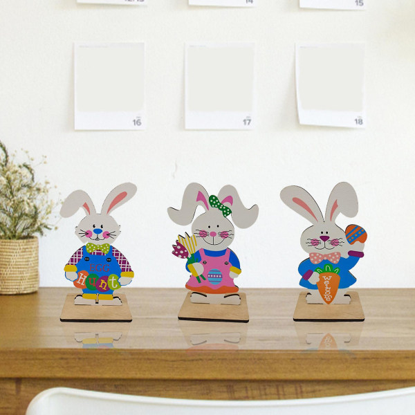 Naturlig kaninfigur tecknad densitetstavla Creative Easter Bunny Centerpiece Party Supplies 3