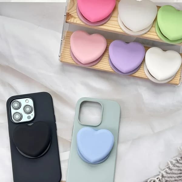 Rosa-Hjerte Magnetisk Telefon Greb Stativ Sokkel Pop GripTok Sammenfoldelig Til iPhone Mobiltelefonholder Til Mag-Safe Ringfinger Udvidende Stativ Pink