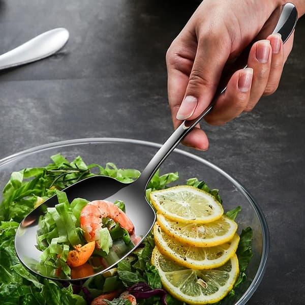 [RM]2 Serving Spoons, Large Serving Spoons Stainless Steel Long Handle Serving Spoon Rounded Edge Kitchen Spoon Buffet Spoons, 29cm