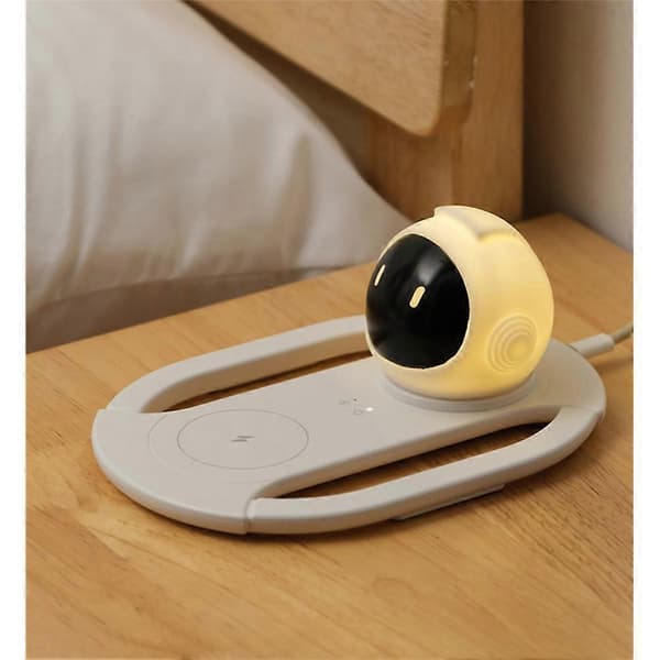 [RM]2-i-1 Trådløs Oplader og Natlampe - USB Opladning Sengelampe til Ornament Design, Ideel til Forbedring af Søvn White