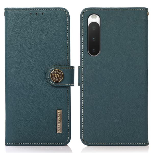 [RM]KHAZNEH Sony Xperia 10 V Etui RFID Ægte Læder Grøn 85