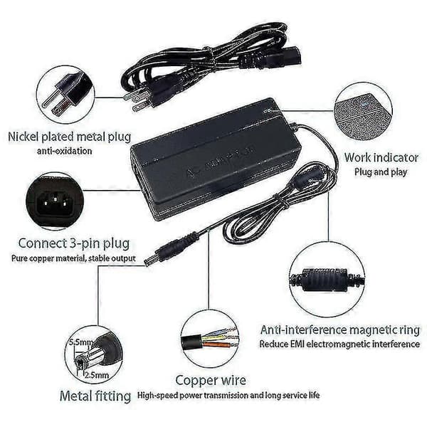 EU-plugg universell DC5525 AC 100V-240V til DC 24V 3A strømbryter PXCL