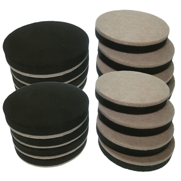 16 stycken kraftiga återanvändbara möbelglidare med filtkuddar dia. 84mm