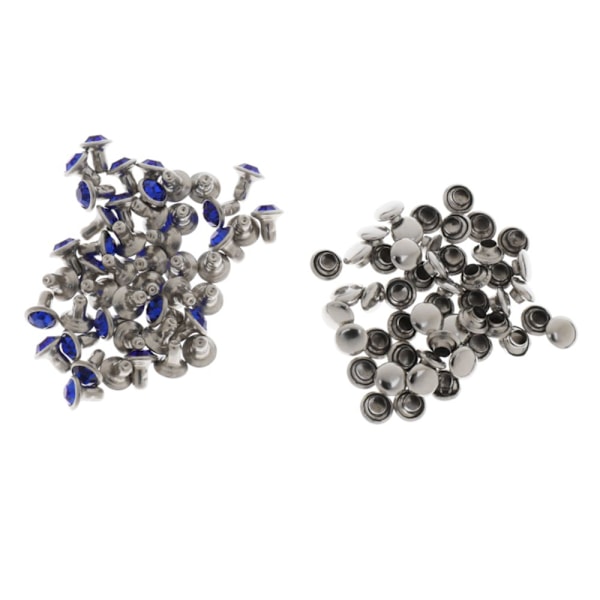 50 Set Kristall Snabbnitar Metall Nitar Dubbar DIY Läderhantverk 8mm Svart