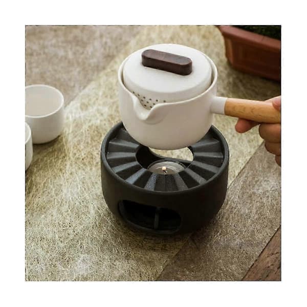 Ceramic Teapot Warmer with Spoon Coffee and Tea Warmer with Candle Holder for Heating Coffee Warmer