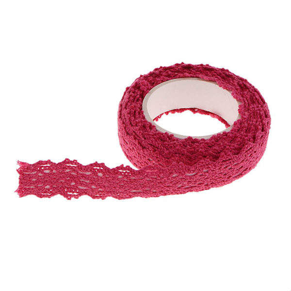 2 meter 15mm Självhäftande Washi Tejp Kant Bröllop Rosaröd Tyg