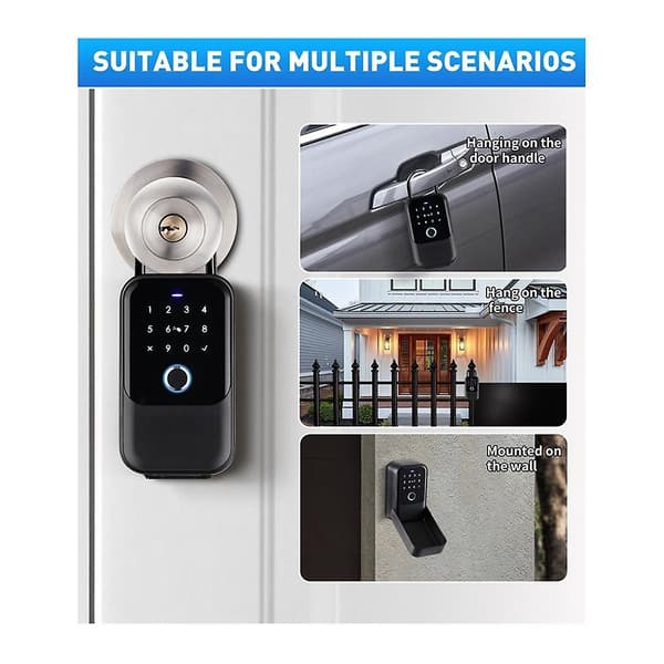 [RM]Waterproof Security Box with Tuya Code, Fingerprint, Bluetooth, Wifi, Smart Key Box, App Remote Control, Wall Mount - WELLNGS