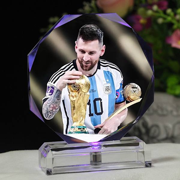 Ballerina Messi fotbollsminnesfoto kristalllampa style 5