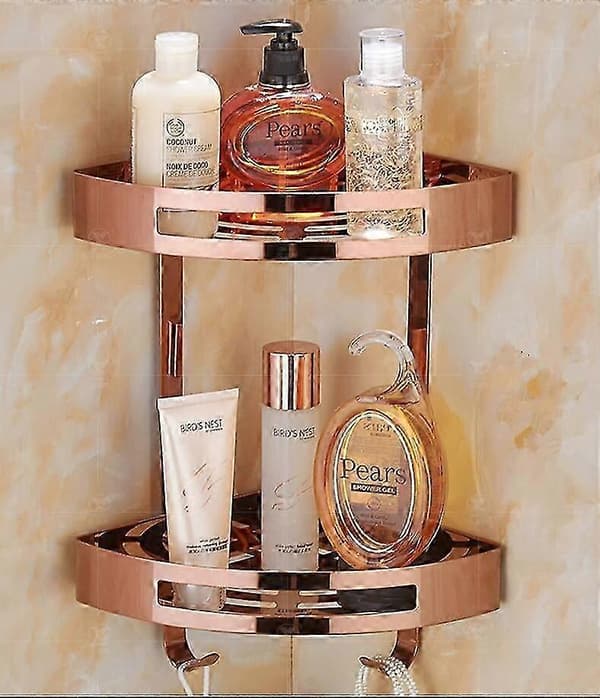 [RM]Hjørnehylde til badeværelse rustfrit stål brusehylde bade shampooholder two tier black