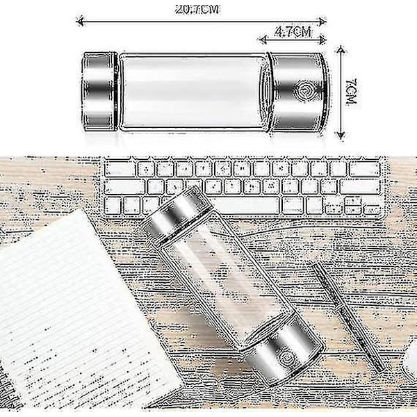 Vattenflaska med Vätegenerator, Äkta Molekylär Väteberikad Vattengenerator Joniseringsmaskin-yzy-haoC[C]