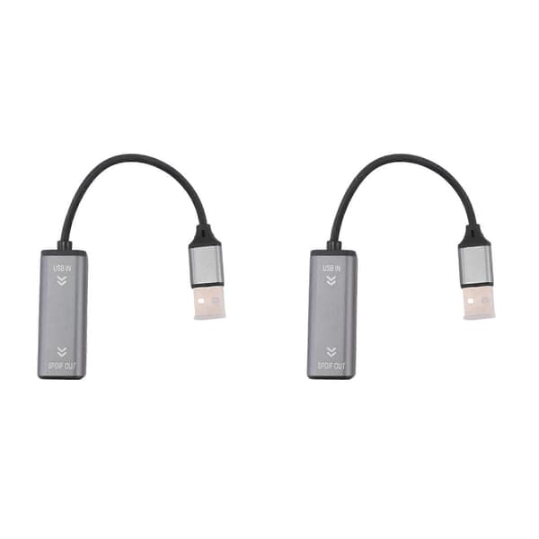 2X USB til optisk lydkonverter 16bit/96KHZ lydadapter USB til SPDIF-adapter for tilkobling av bærbar PC til lydplanke Gray