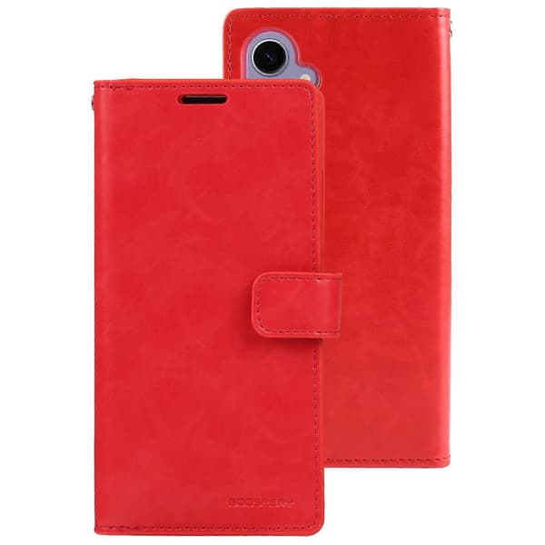 GOOSPERY MANSOOR DIARY 9-korts skinndeksel til telefon Red For Samsung Galaxy S24 5G