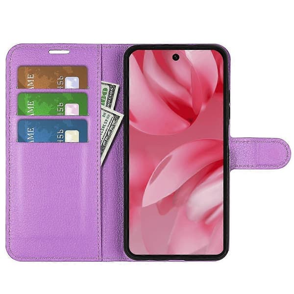 [RM] Litchi læder-telefonetui til Google Pixel 10 / 10 Pro Purple For Google Pixel 10 / 10 Pro