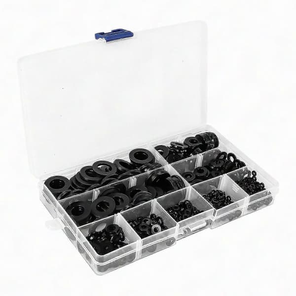 600 stk. sort nylon fladskive sortimentssæt til M2 M2.5 M3 M4 M5 M6 M8 M10 M12 almindelig reparationsskive møbelpakningssæt Black