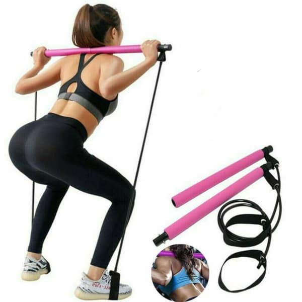 [RM]Resistance Band Portable Pilates Bar Kit Adjustable Toning Exercise Bar