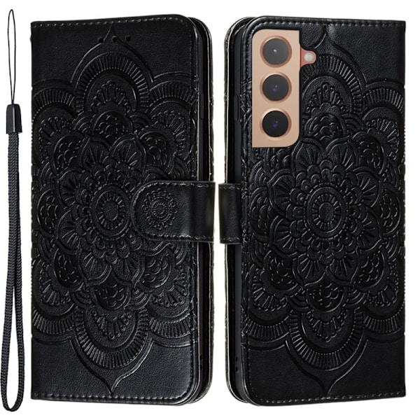 Kompatibel med Samsung Galaxy S22 Plus Cover Mandala Blomst Sort 70