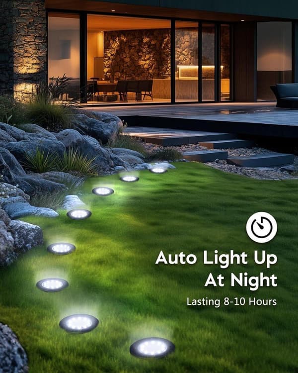 [RM]16-pack Solar Lights Outdoor IP65, 16 LED Ground Lights with Automatic On/Off, White Light White candle, 8 pcs