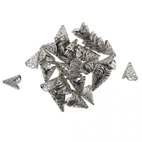 50 st Silver Filigran Cone Blompärlor Caps För smyckestillverkning