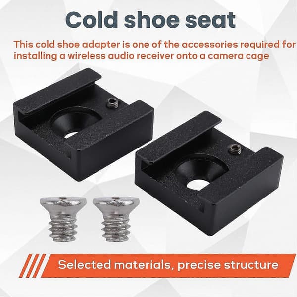 Kamera Cold Shoe Mount Adapterbeslag med 1/4\" gevind til Flash & Cage (2-pak) Black