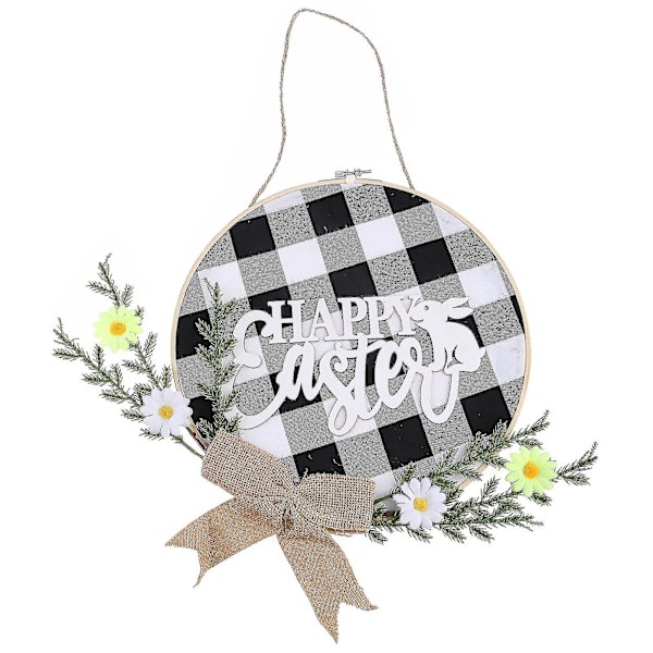 Glad Påsk Kanin Hängande Prydnad Blomma Krans Ornament Dörrskylt Dekoration