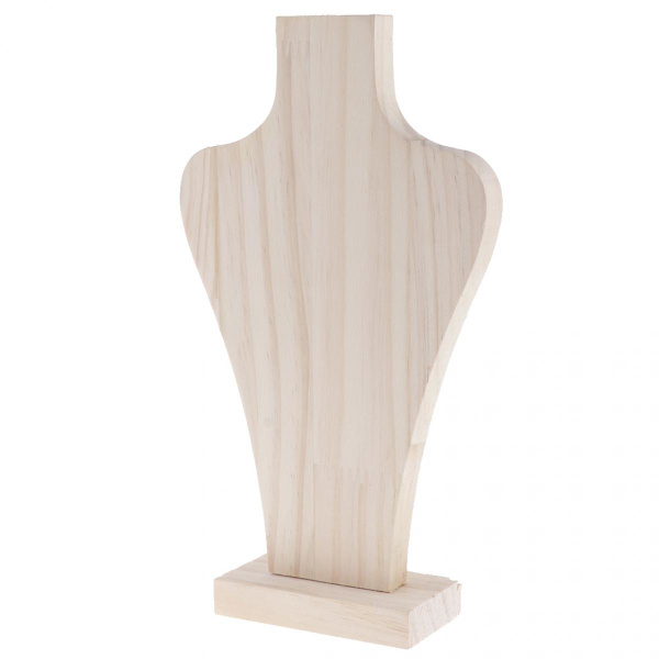 Omålad Naturlig Trä Mannekäng Byst För Halsband Smycken Display S-22.5cm