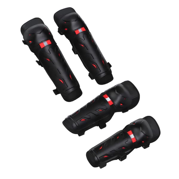 [RM] 4 pcs Knee & Elbow Pads with Luminous Function - Protective Set for Outdoor Cycling & Off-road - Red