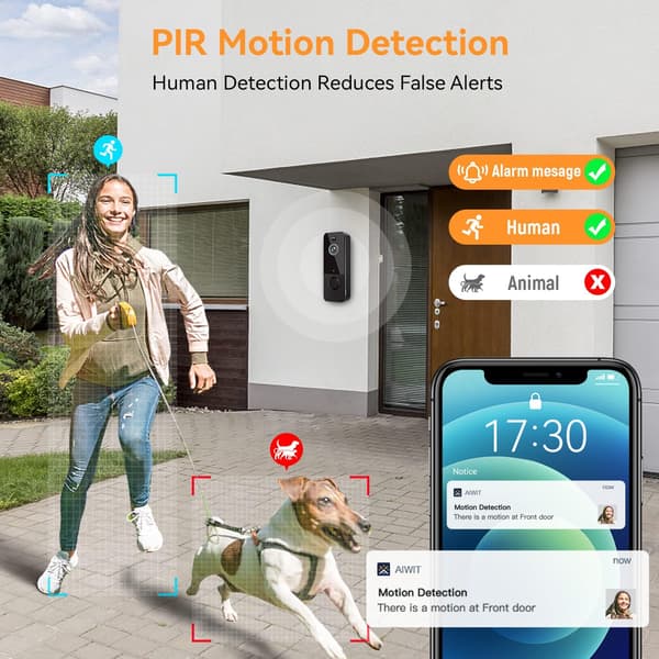 [RM]Video Doorbell Camera with Advanced Infrared Night Vision, Encrypted Cloud Storage for Secure Recording