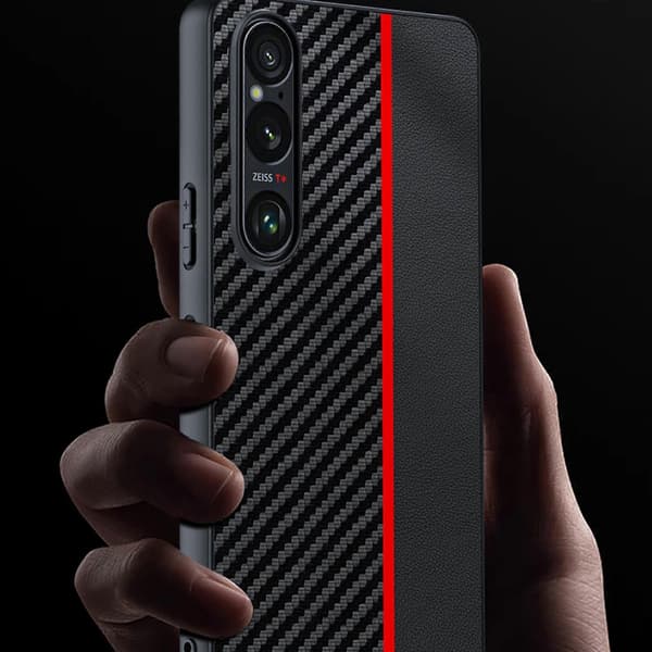 [RM] Ultratunt mobilskal med kolfibertextur Black Blue For Sony Xperia 1 VII
